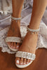 Load image into Gallery viewer, White Rhinestone Low Heel Sandal