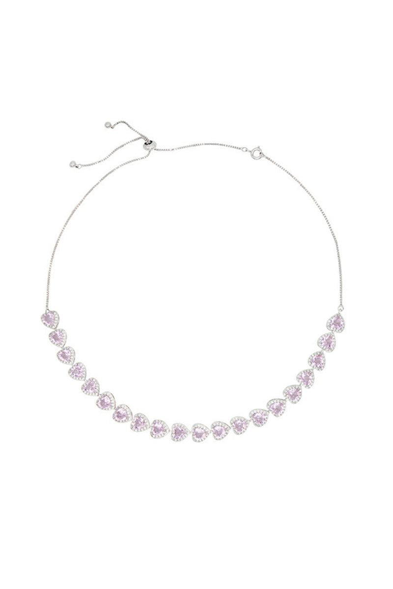 Load image into Gallery viewer, Pink Sparkly Heart Rhinestones Necklace