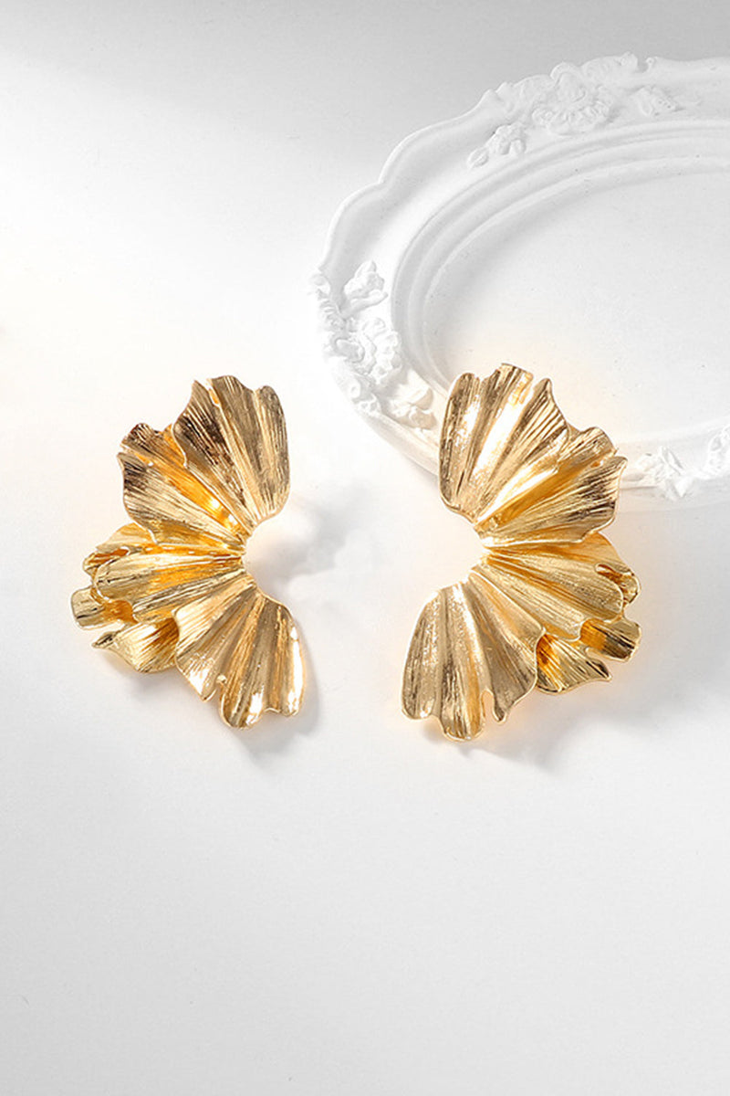 Load image into Gallery viewer, Golden Stylish Pleated Alloy Earrings