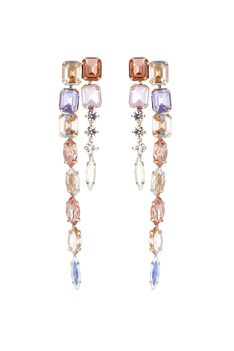 Load image into Gallery viewer, Champagne Crystal Colorful Tassel Stud Alloy Earring