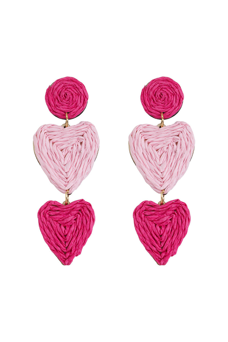 Load image into Gallery viewer, Fashionable Fuchsia Heart-shaped Braided Earrings