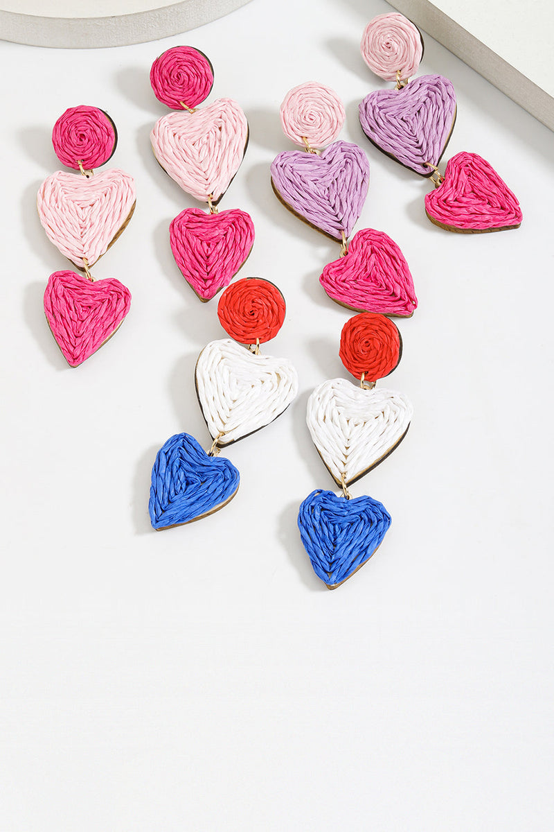 Load image into Gallery viewer, Fashionable Fuchsia Heart-shaped Braided Earrings