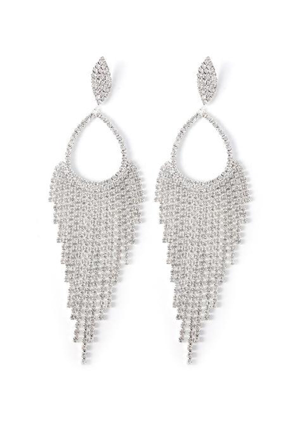 Sparkly Silver Rhinestones Drop Earrings