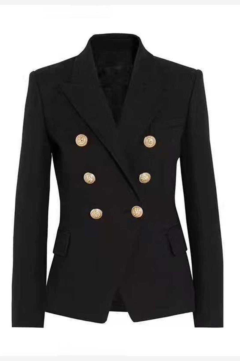 Load image into Gallery viewer, Black Peak Lapel Long Sleeves Women Blazer