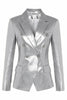 Load image into Gallery viewer, Black Peak Lapel PU Leather Women Blazer