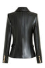 Load image into Gallery viewer, Black Peak Lapel PU Leather Women Blazer