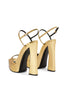 Load image into Gallery viewer, Golden Open Toe Ankle Strap Chunky Heel Sandals