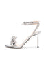 Load image into Gallery viewer, Sparkly Silver Rhinestones Bow Ankle Straps Open Toe High Heels