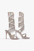 Load image into Gallery viewer, Sparkly Silver Beading Strappy Tassels Open Toe High Heels