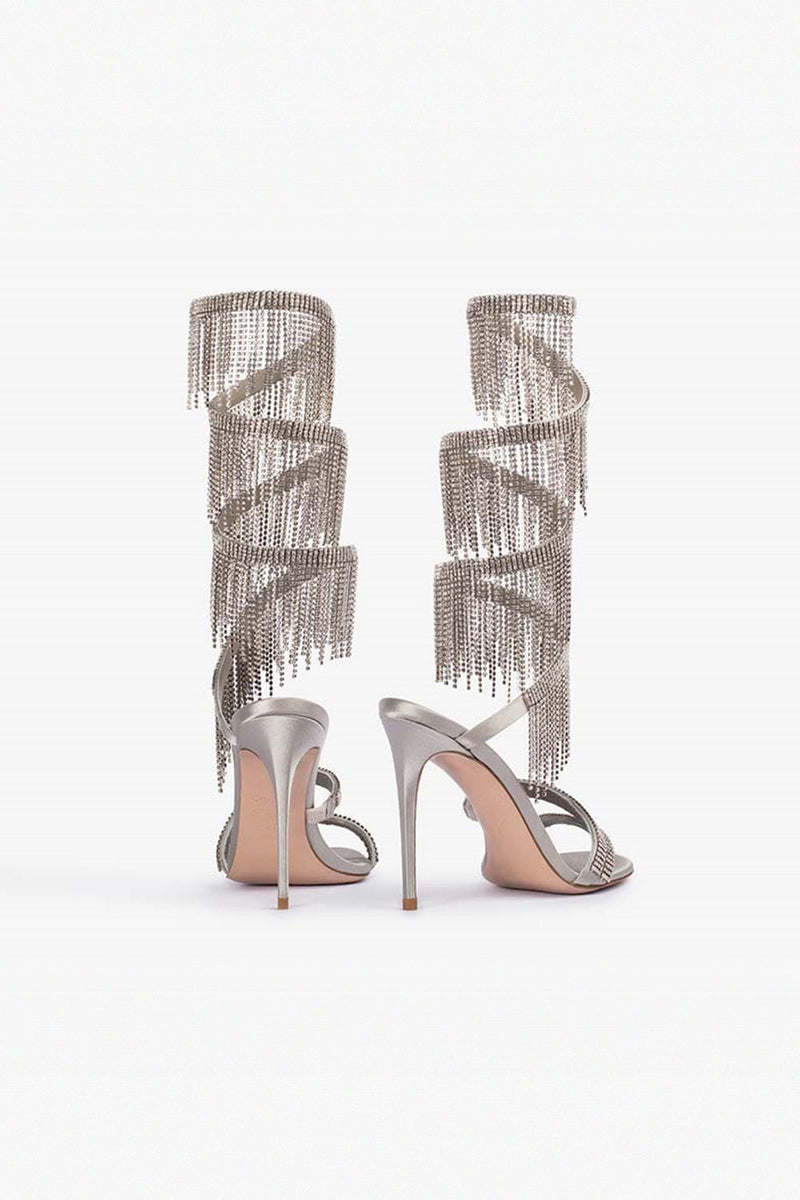 Tall silver heels online