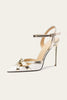 Load image into Gallery viewer, White Pointed Toe Ankle Strap High Heels with Bow