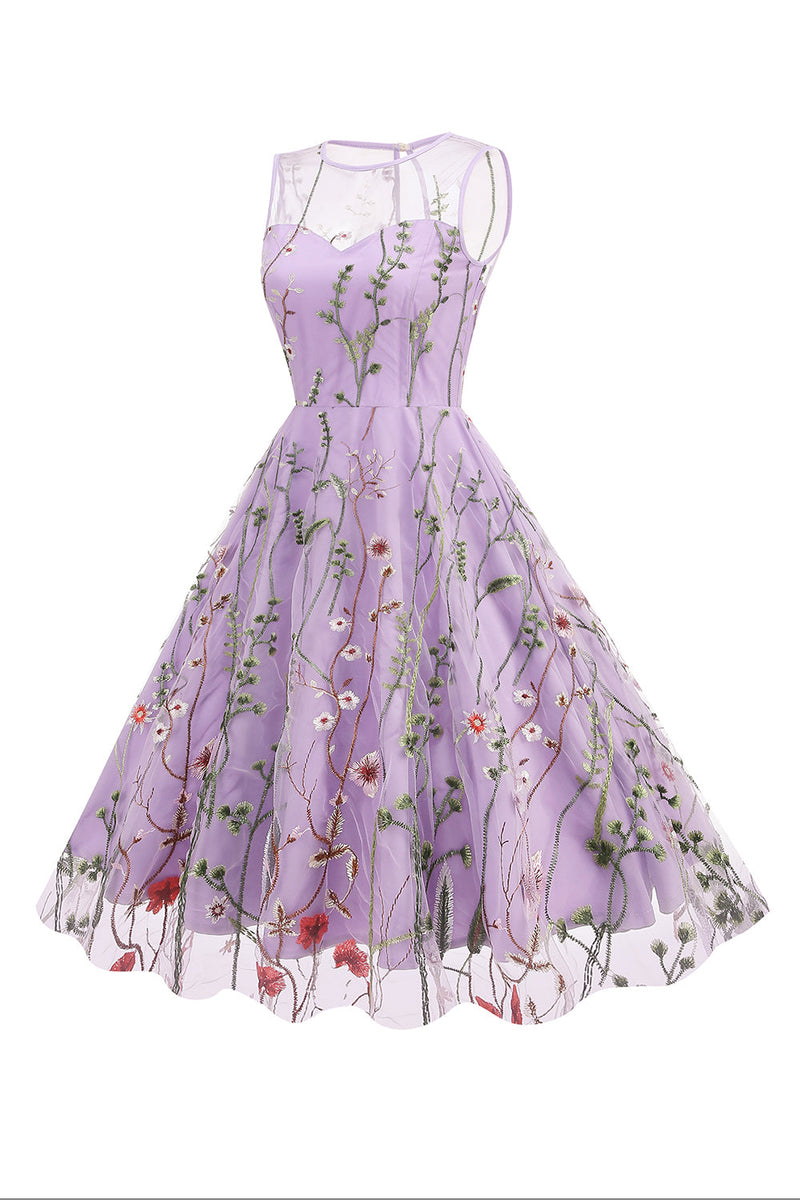 Load image into Gallery viewer, Blush A Line Bateau Neck Sleeves 1950s Dress