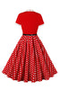 Load image into Gallery viewer, A Line Black Polka Dots Short Sleeves 1950s Dress with Belt