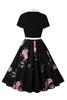 Load image into Gallery viewer, Blue Floral Printed 1950s Dresses with Short Sleeves