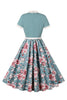 Load image into Gallery viewer, Blue Floral Printed 1950s Dresses with Short Sleeves