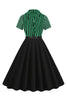 Load image into Gallery viewer, A Line Black Stripe 1950s Dress with Short Sleeves