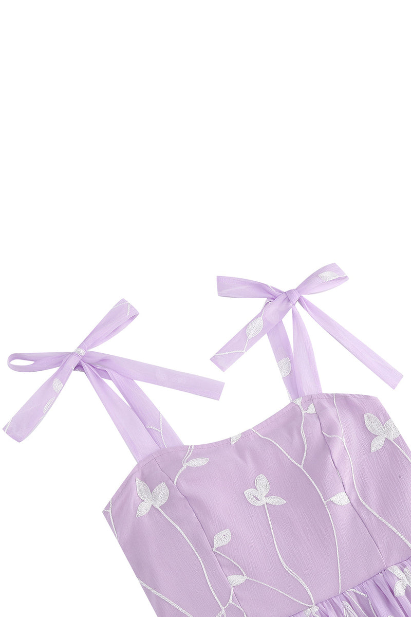 Load image into Gallery viewer, Floral Purple A Line Spaghetti Straps 1950s Dress