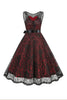 Load image into Gallery viewer, Burgundy A Line Lace Sleeveless 1950s Vintage Dress