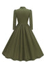 Load image into Gallery viewer, Purple Pleated Bow Tie 1950s Dress with Long Sleeves