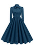 Load image into Gallery viewer, Purple Pleated Bow Tie 1950s Dress with Long Sleeves