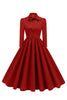 Load image into Gallery viewer, Purple Pleated Bow Tie 1950s Dress with Long Sleeves