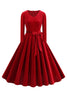 Load image into Gallery viewer, Yellow V Neck Pleated Long Sleeves 1950s Dress