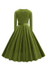 Load image into Gallery viewer, Yellow V Neck Pleated Long Sleeves 1950s Dress