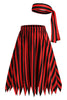 Load image into Gallery viewer, Black Color Block Striped Print Casual Novelty Pirate Costume Skirt