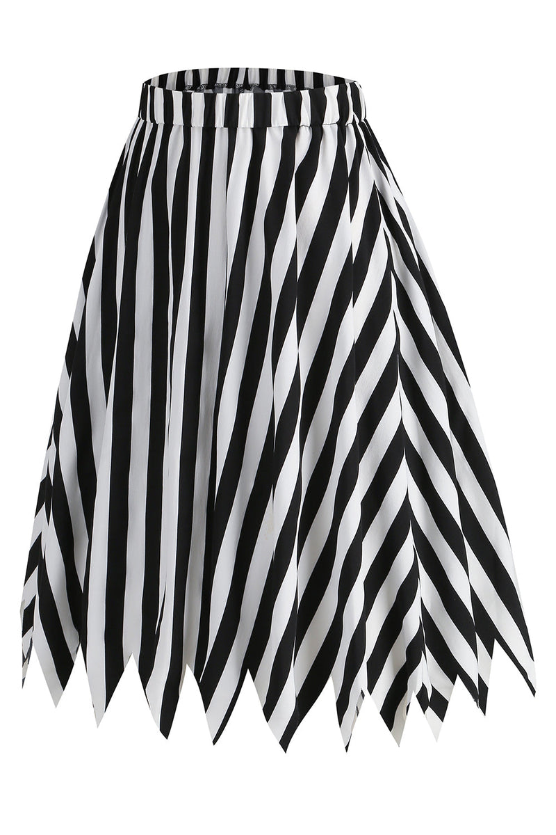 Load image into Gallery viewer, Black Color Block Striped Print Casual Novelty Pirate Costume Skirt