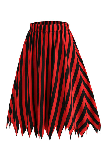 Black Color Block Striped Print Casual Novelty Pirate Costume Skirt