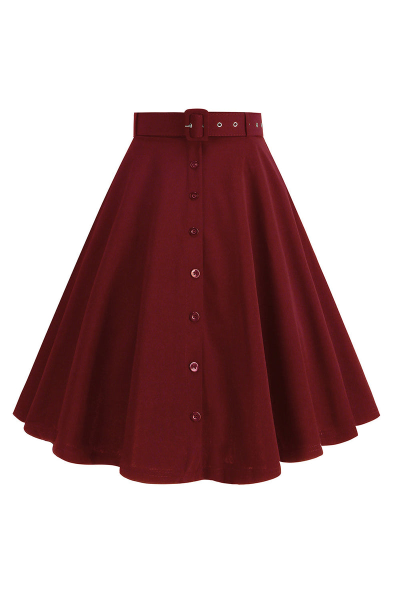 Load image into Gallery viewer, Black Button Front A Line Casual Midi Skirt