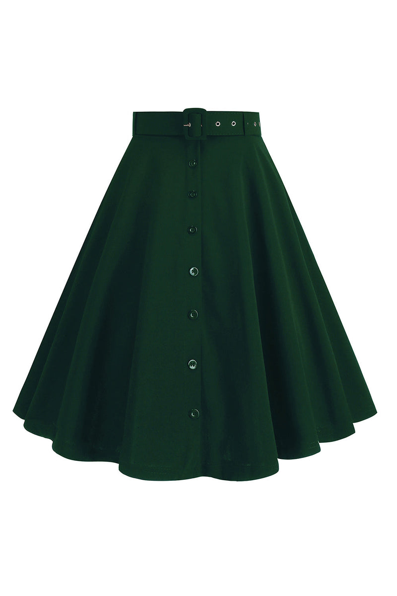 Load image into Gallery viewer, Black Button Front A Line Casual Midi Skirt