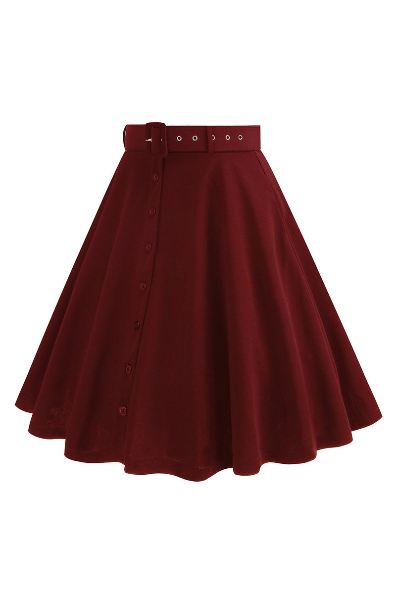 Load image into Gallery viewer, Black Button Front A Line Casual Midi Skirt