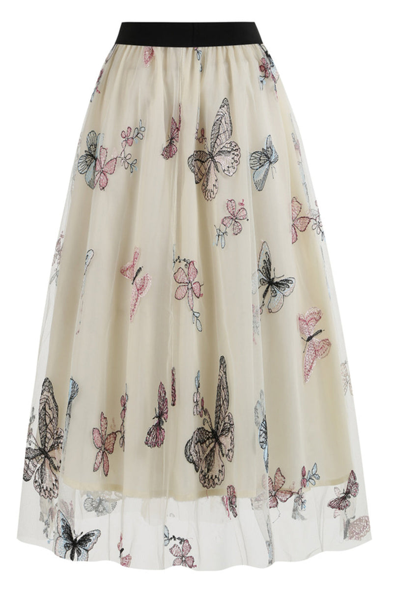 Load image into Gallery viewer, Apricot High Waist Print Chiffon Floral Loose Midi A Line Skirt