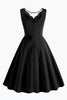 Load image into Gallery viewer, Black A Line Rufflesd V-Neck Sleeveless Vintage Dress