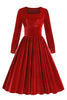 Load image into Gallery viewer, Black A Line Long Sleeves Pleated Vintage 1950s Dress