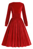 Load image into Gallery viewer, Black A Line Long Sleeves Pleated Vintage 1950s Dress