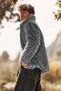 Load image into Gallery viewer, Dark Grey Faux Fur Turn Collar Zip Up Short Men Coat