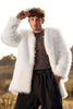 Load image into Gallery viewer, White Fluffy Faux Fur Long Sleeves Men&#39;s Cardigan Coat