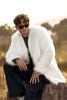 Load image into Gallery viewer, White Fluffy Faux Fur Long Sleeves Men&#39;s Cardigan Coat