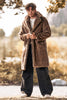 Load image into Gallery viewer, Fluffy Notched Lapel Faux Fur Long Khaki Men&#39;s Coat