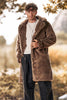 Load image into Gallery viewer, Fluffy Notched Lapel Faux Fur Long Khaki Men&#39;s Coat