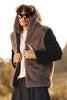 Load image into Gallery viewer, Fluffy Brown Faux Fur Long Sleeves Short Men&#39;s Coat with Hood