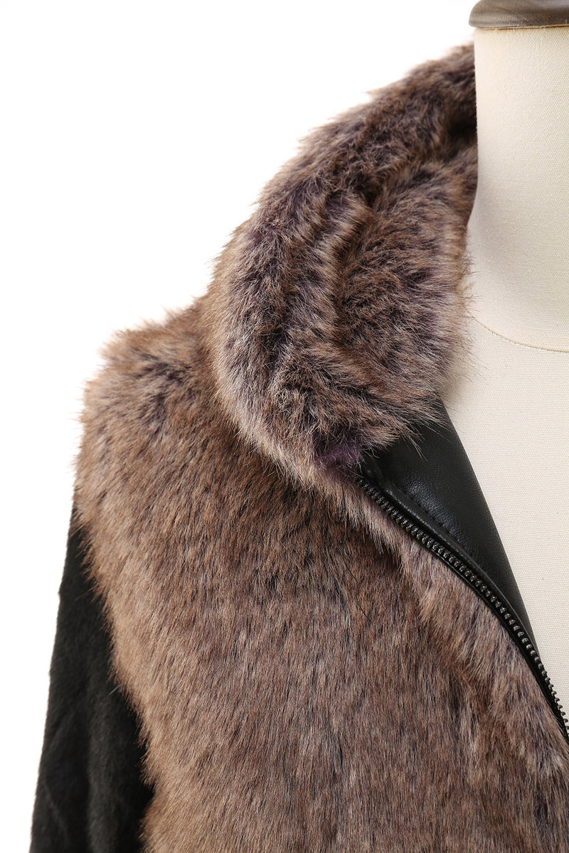 Load image into Gallery viewer, Fluffy Brown Faux Fur Short Men&#39;s Coat with Hood