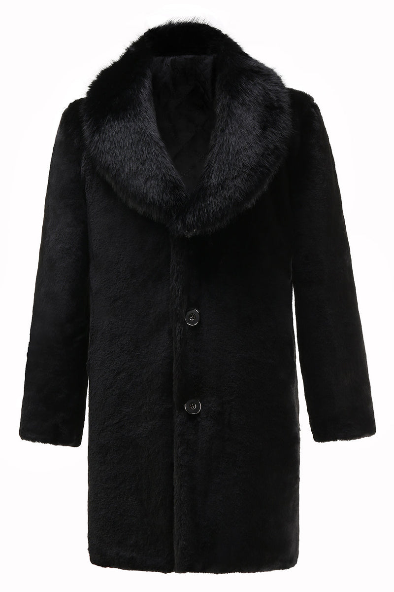 Load image into Gallery viewer, Black Men&#39;s Luxury Faux Fur Winter Long Coat