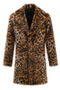 Load image into Gallery viewer, Mid-Length Brown Leopard Print Faux Fur Men&#39;s Winter Coat with Lapel Collar