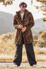 Load image into Gallery viewer, Brown Leopard Print Lapel Collar Faux Fur Mid-Length Men&#39;s Winter Coat