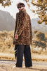 Load image into Gallery viewer, Brown Leopard Print Lapel Collar Faux Fur Mid-Length Men&#39;s Winter Coat