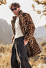 Load image into Gallery viewer, Brown Leopard Print Lapel Collar Faux Fur Mid-Length Men&#39;s Winter Coat