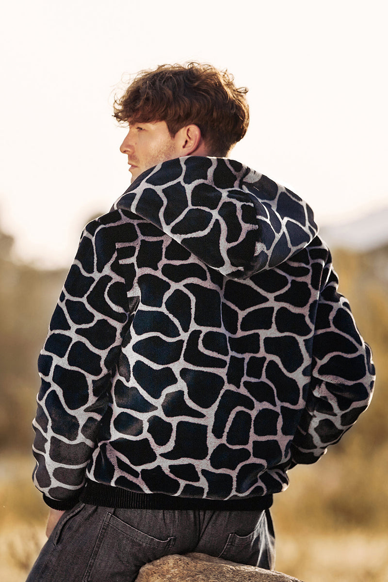 Load image into Gallery viewer, Leopard Faux Fur Zip-Up Hoodie Long Sleeves Men&#39;s Coat